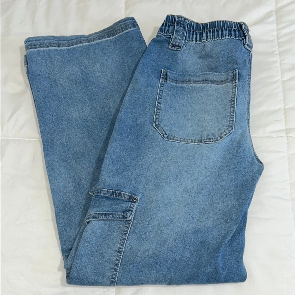 Almost Famous Blue Carpenter Jeans with Elastic Waist - Picture 2 of 4